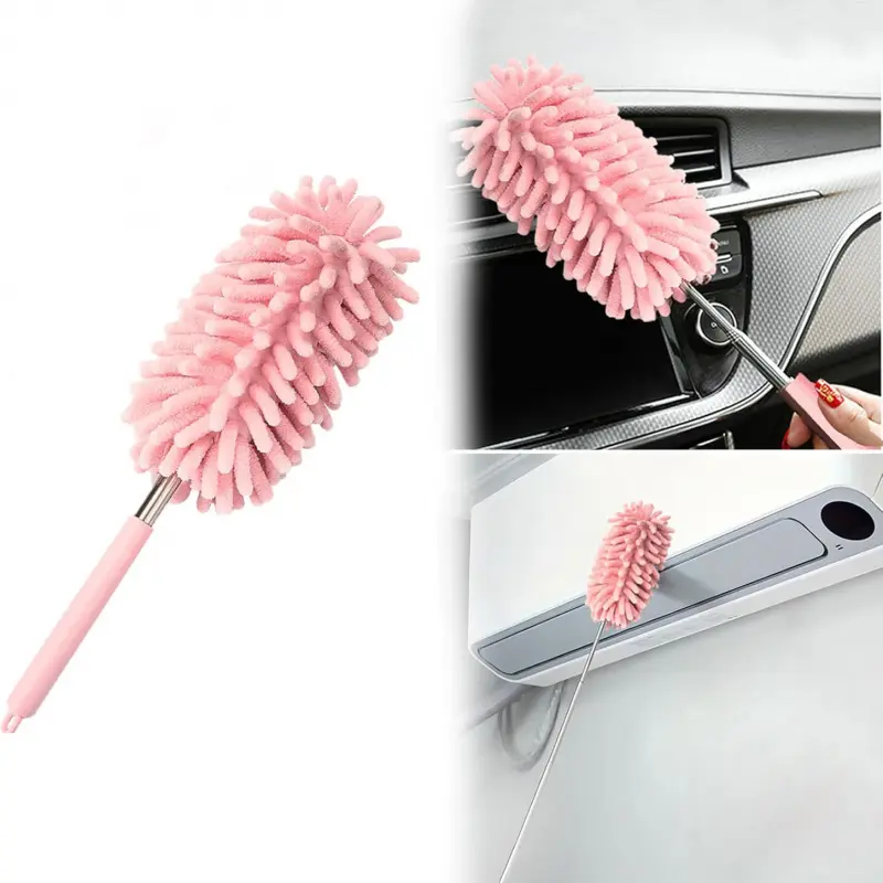 Small Extendable Dust Brush Duster Brush, Reusable & Washable Design, Portable Handheld Cleaning Tool for Home Office Car Use, Bendable Duster