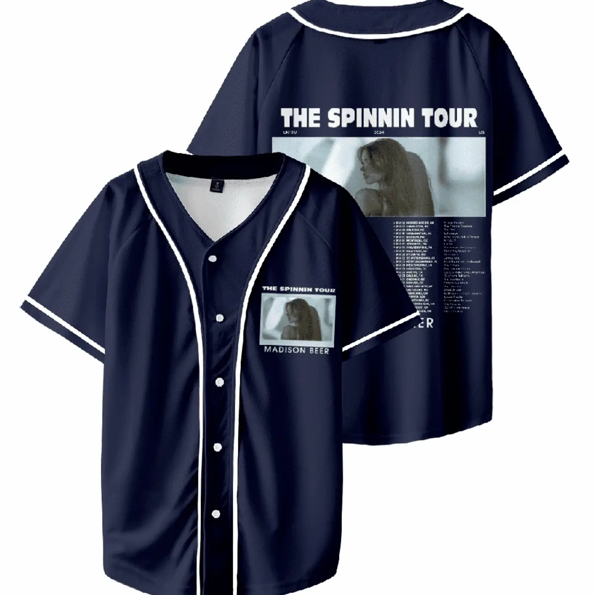 Madison Beer The Spinnin Tour Baseball Jersey 3D Print Summer Hip Hop Navy T Shirts