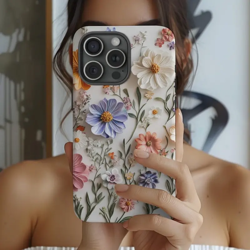 Boho Spring Wildflower Shockproof Polycarbonate Smartphone Case - Durable Shell, Cover & Protection Accessory, Personalized Handheld Gift for iPhone 11-17 Pro, Max, Air, Plus Devices, Accessories