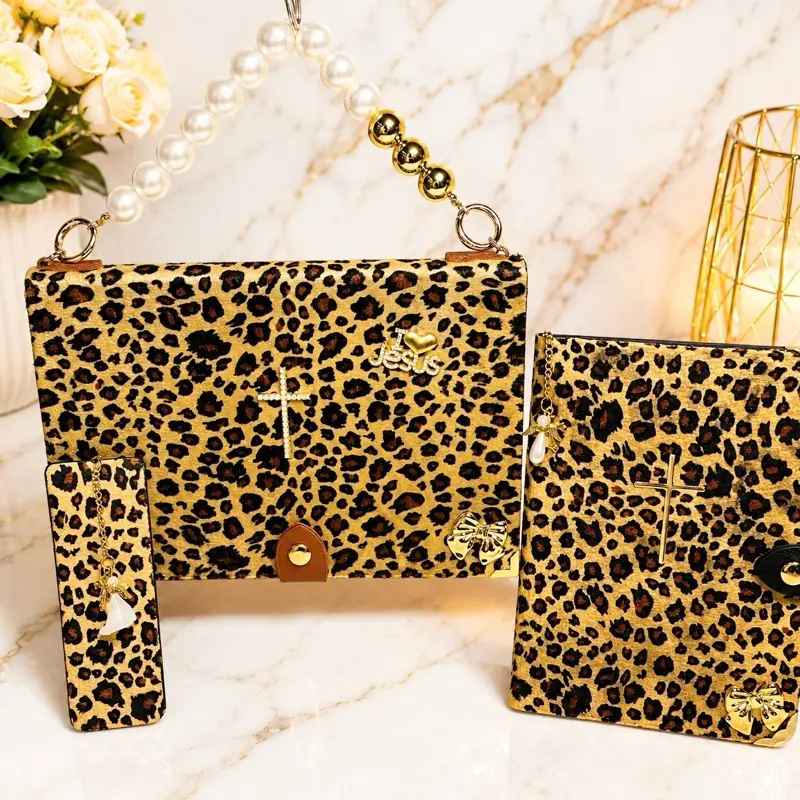 Leopard print Custom stylish NLT Bible, Journal and bookmark