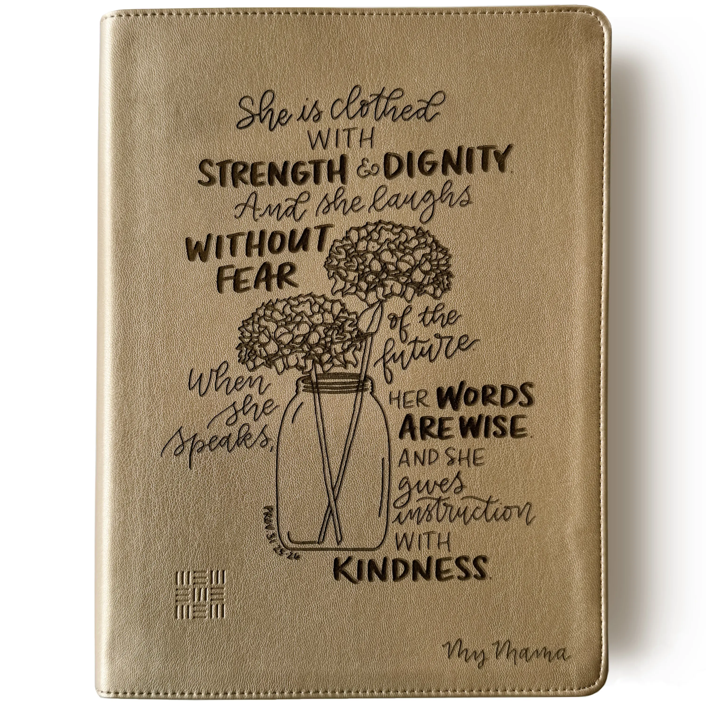 Personalized NLT Every Woman's Bible - Gold - She is Clothed With Strength and Dignity - Hand Lettered and Engraved