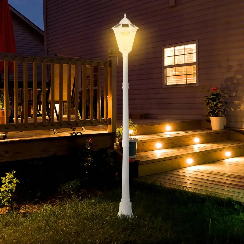 Premiere Lamps 92.5" Outdoor Lamp Post Light, Solar-Powered Streetlight, w/ Clear Glass, Black