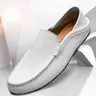 Men's Minimalist Sporty Plain Color Slip on Flat Rubber Walking Shoes, Casual Comfortable Breathable Loafers, Durable Casual Shoes, Fashionable Sneakers for Daily Wear, Boy, Slipon, Footwear, Trendy Shoes, PU Leather Footwear, Slip Ins Shoes