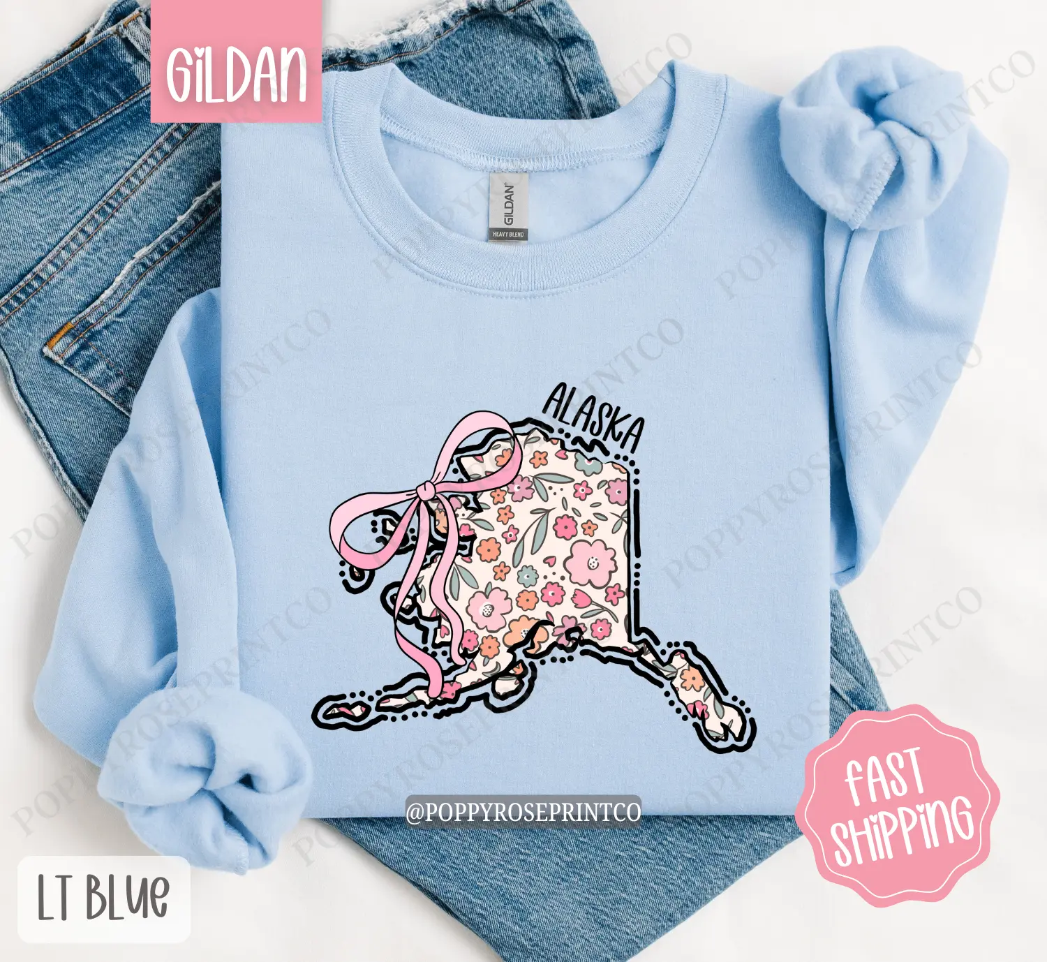 Alaska Floral Sweatshirt, Cute Alaska Sweatshirt, Alaska State Sweatshirt