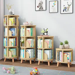 Rotating Bookshelf 360 Display Bookcase Storage Rack Multi-Functional Wood Bookshelf Organizer Figure Collection For Livingroom, Bedroom, Classroom