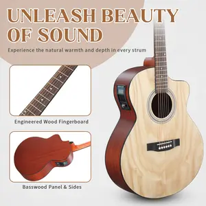 KMA201 41-inch Acoustic Guitar with Willow Panel & Sapele Back Natural Wood Color Includes 15W Amplifier Bag Tuner Strings & Accessories Jumbo Body Rosewood Fingerboard