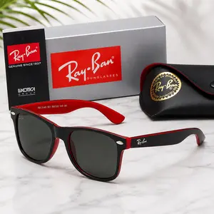 RB2140 Polarized Sunglasses for Men – UV400 Protection, Black Red Square Frame, Driving Fishing Beach Travel Outdoor Sun Glasses