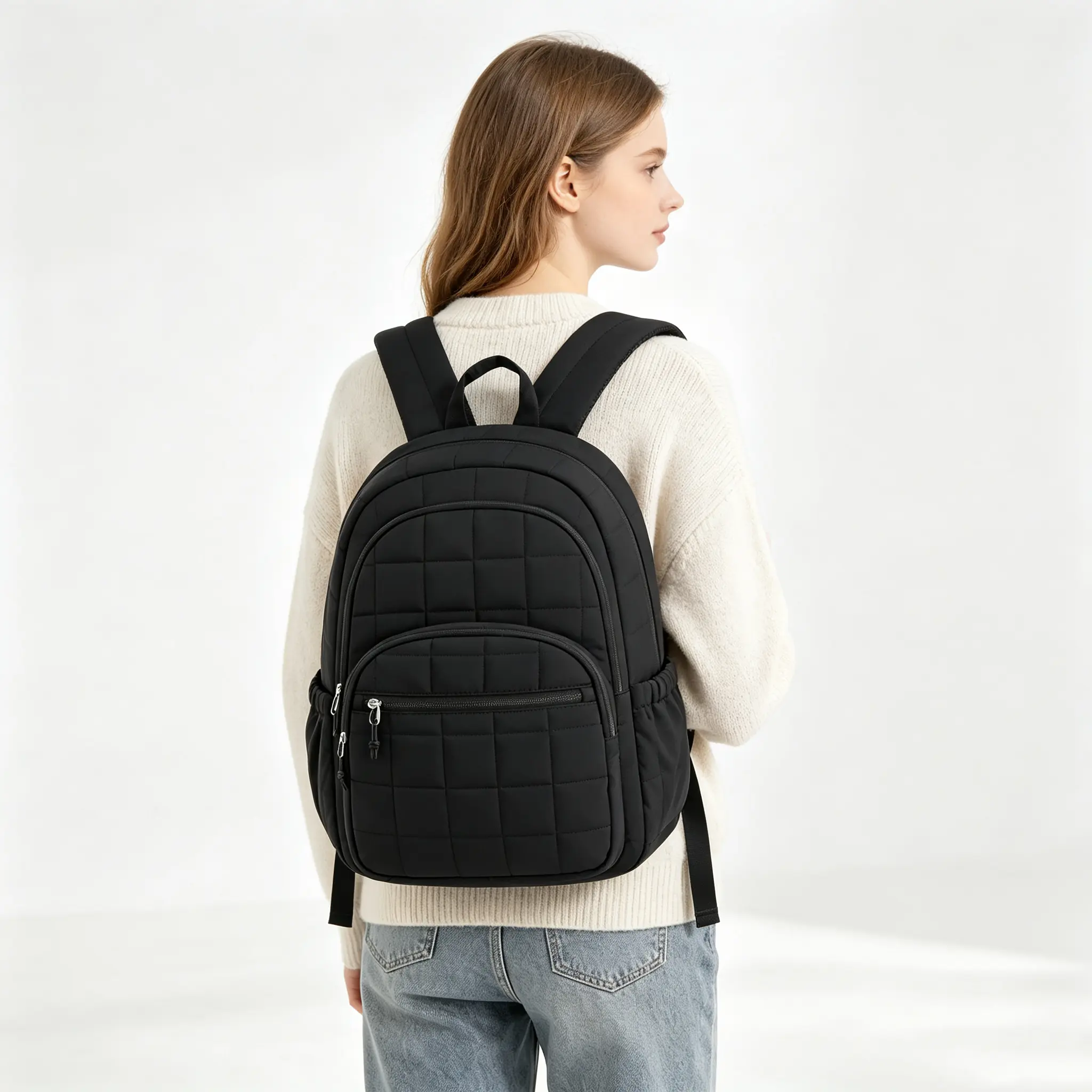 blackCasual Solid Color Backpack for School, Durable and Lightweight Travel Daypack with Large Capacity for Laptops , Bookbag，Back To School,Backpacks For School。