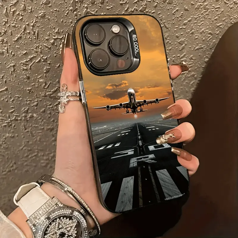 Durable Cellphone Casing for iPhone 16 Pro Max, 15 Plus, 14, 13, 12, 11, XS, XR - Super Airplane Dazzling Pattern, Matte, Shockproof, Anti-Scratch, Stylish Smartphone Protection Accessories, Silicone