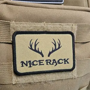 nice antler rack hunting meme cute 2"x3" morale patch with hook and loop backing nice antler rack hunting meme cute 2"x3" morale patch with hook and loop backing