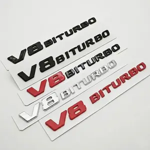 3D ABS Chrome Logo V8 BITURBO Emblem Car Fender Side Badge Decal For Mercedes Benz AMG C63S C63 E63 G63 G500 Sticker Accessories