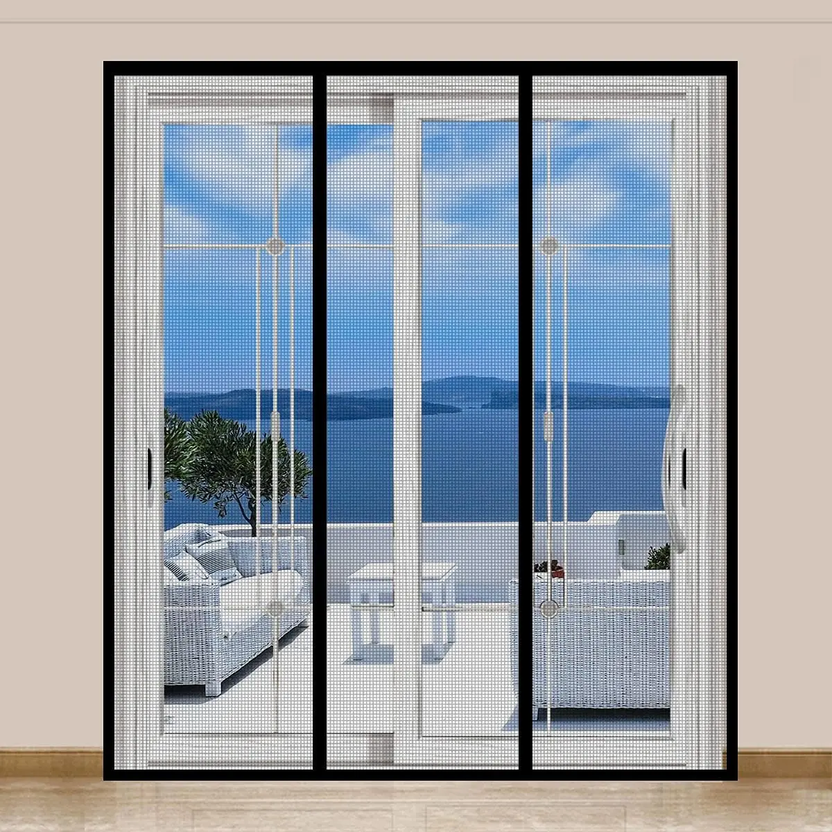 Door Screen,  Durable Fiberglass Mesh Curtain Heavy Duty Screen Door for Sliding Doors, Patio, Pet and  Friendly, Fits Doors up to 72" x 80"