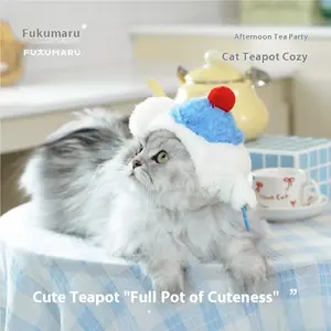 Viral Wholesome Pet Tea Pot Hat for Cats! Adorable Soft Plush Cosplay Headwear for Kitty, Funny TikTok Video Idea, Cute Photo Prop for The Holidays & Christmas dog  halloween  costume Skin-Friendly Christmas Pet Apparel