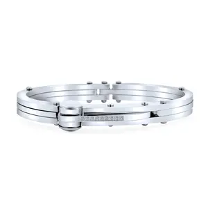 Men's Black Biker Jewelry Handcuff Cuff Bangle Bracelet Stainless Steel