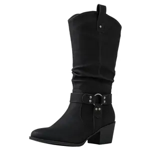 GLOBALWIN Women's Knee High Cowgirl Boots Fashion Dressy Cowboy Boots For Women