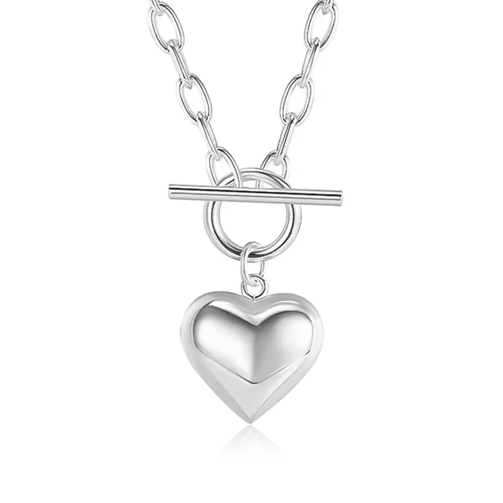 AELNEN S925 Sterling Silver Chain Necklace for Women Heart Shaped Daily Wearing Dainty Jewelry Gift For Her