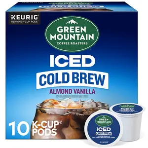 Green Mountain Coffee Roasters ICED Almond Vanilla Cold Brew Coffee - Keurig Iced K-Cup Pods - Flavored Iced Coffee Pods