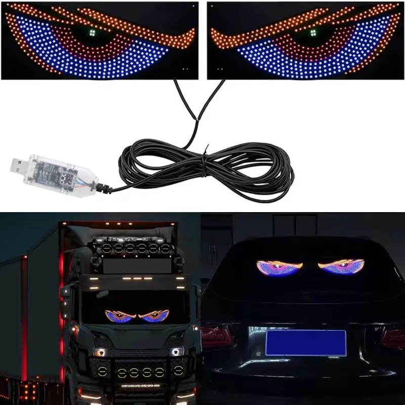 Devil's Eye Lights, 2-Pack LED Windshield Display Lights for Cars, SUVs, and Medium-Duty Trucks - USB-Powered LED Lights