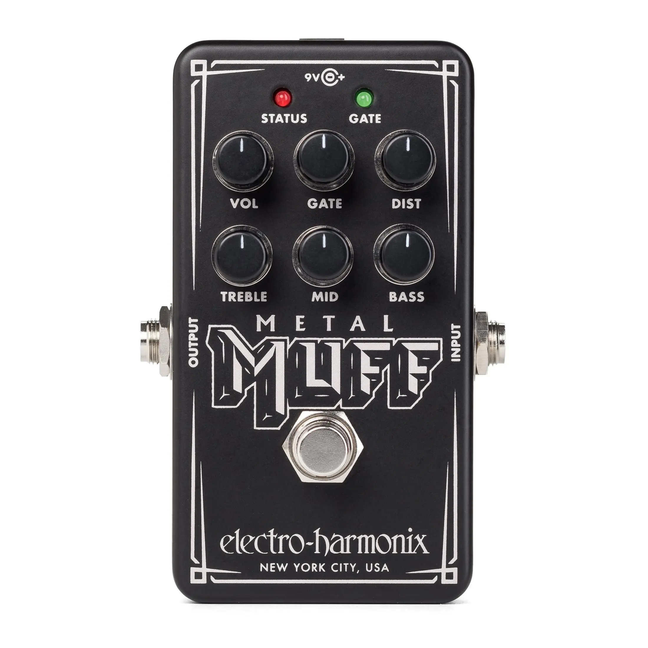 Electro-Harmonix Nano Metal Muff Electric Guitar Distortion Pedal - Black Guitar Effects Pedal, Compact Footprint, Noise Gate, 9 V Battery Included, Extensive EQ Control with Bass +/-14dB Cut/Boost, Treble +/-10dB, Pedal Board