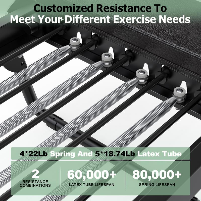 Bearbro Pilates Reformer, Foldable Reformer Pilates Machine with Jump Board, 91.3in Extended Frame, 2 Resistance Combinations for All Levels, Pilates Equipment for Home Gym Workout (Up to 400 LBS)