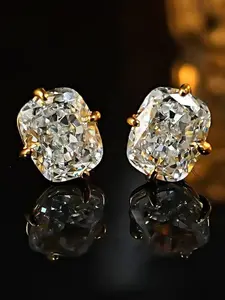 Romantic Cubic Zirconia Earrings, Simple Single Diamond Studs, High-Quality Party Engagement Memorial Jewelry Gift for Women, Statement Earrings
