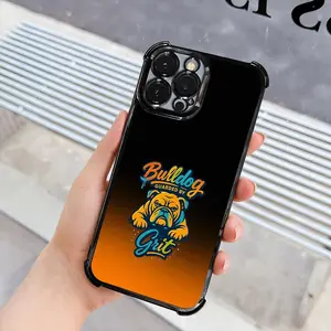 Phone Case: 1 Guarded By Grit| Graphic Crewneck British Bulldog Phone Case Electroplating Process Protective Cover with Reinforced Cushioning And Collision Prevention Suitable for Various Models Of iPhone 17 16 15 14 13 Pro Max Cover