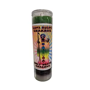 Santa Muerte Chakras Veladora Preparada / Holy Death Chakras Prepared Candle