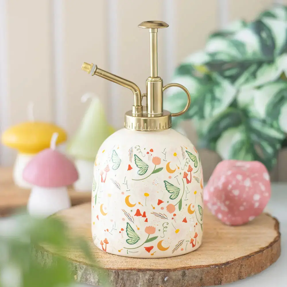 Fairy Folklore Print Ceramic Plant Mister - Whimsical Round-Body Garden Watering Tool for Plant Misting Needs