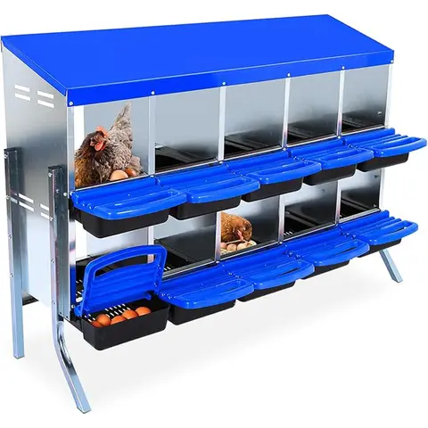 Durable Galvanised Steel Coated Metal 2-Tier Large Chicken Nest Box (18-20 Inches), Ergonomic Height Resting Platform, Waterproof Roof, Foam Drop Guard, Egg Roll-Off Design, Extra Large Openings, Easy Clean Removable Tray,familyfun