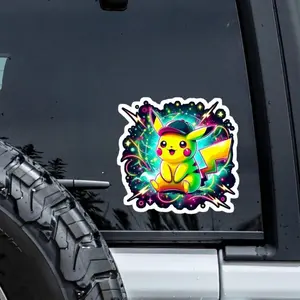 Pikachu Vinyl Sticker, Anime Decal Sticker, Vinyl waterproof sticker, Gift for Game lovers