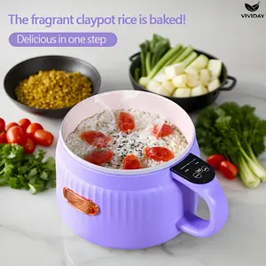 [VIVIDAY|Mini Electric Pot] VIVIDAY 1.6L Mini Electric Cooking Pot | Multifunctional, Compact, Intelligent Rice Cooker with Timed Function, Smoke-Free Non-Stick Ceramic Interior, Easy to Clean, Ideal for Household and Dormitory Instant Nood