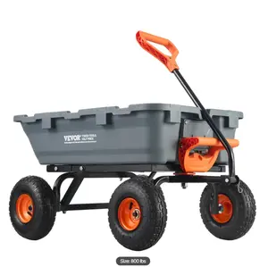 Garden Cart, Durable Poly Dump Cart with Simple Assembly Steel Structure, Versatile Dump Wagon with Dual-Function Handle, Handy Wheelbarrow with 800 lbs Load Capacity, 10 inch Wheels