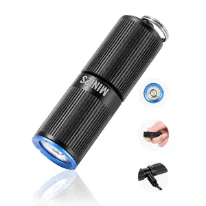 VEVOR Mini2S Aluminum Alloy Keychain Flashlight, Rechargeable Mini LED Tool with 200 Lumens Max, 2 Lighting Modes, Micro USB Port, Threaded Grip, IPX7 Waterproof, Pocket-Sized for Everyday Carry, Camping