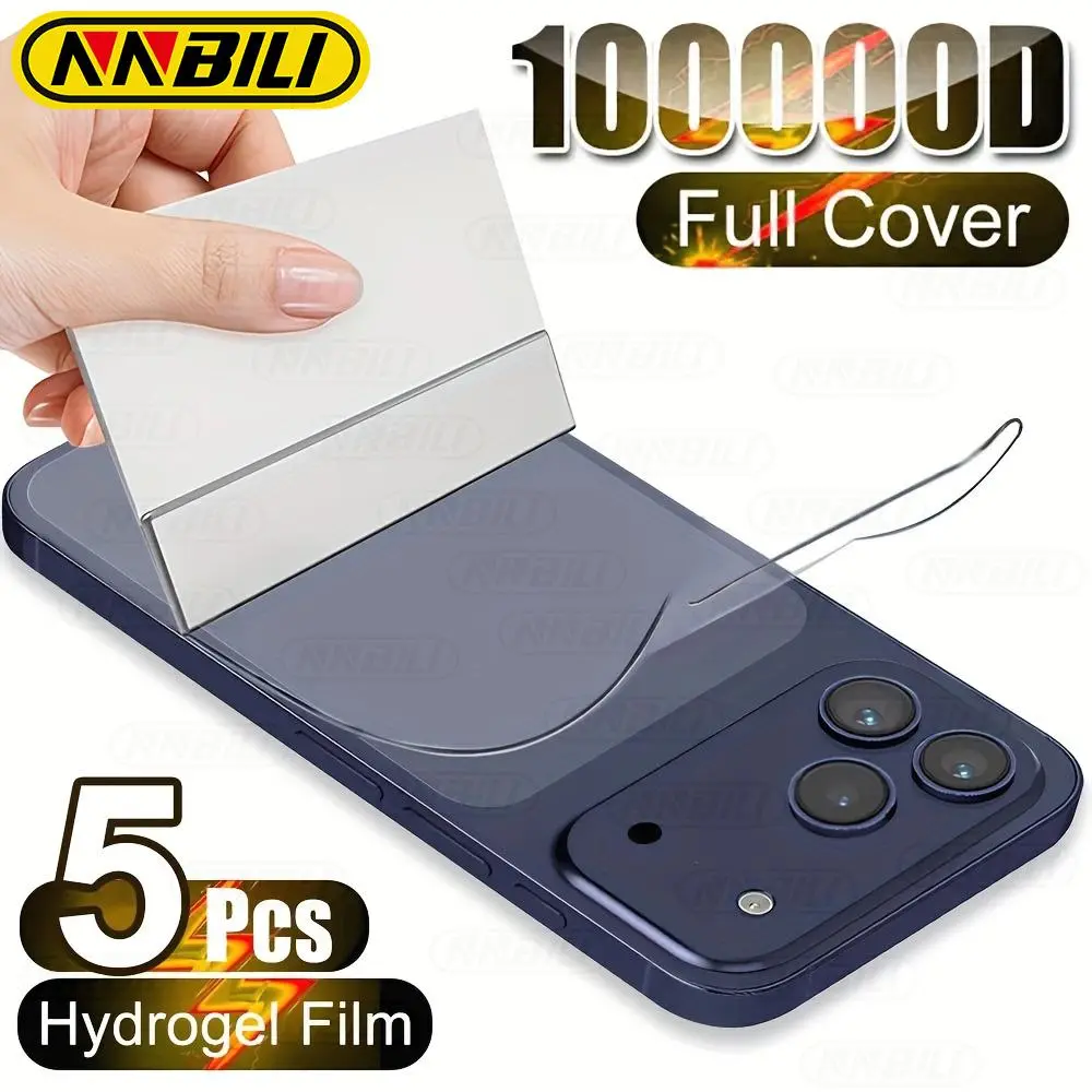 NNBILI 1-5pcs Back Hydrogel Film,for Apple iPhone 17 16 15 14 13 12 11 Pro Max Full Cover Screen Phone Protection Clear Film