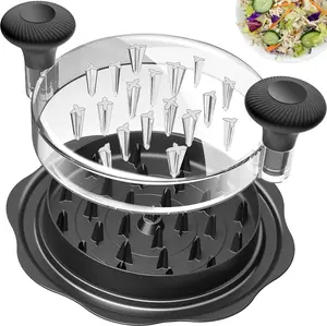 Chicken Shredder Tool Twist with Transparent Lid, Large Anti-Slip Meat Shredder for Chicken Breast, Beef & Vegetables, BPA-Free Food Safe Meat Grinder with Ergonomic Handle (Black)