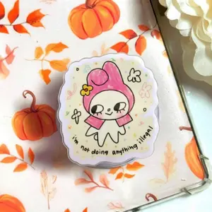 Doodle Bunny Baddie Phone Grip, Funny Cute Rabbit Griptok, Pink Coquette Bunny Kindle Holder Gift for Her