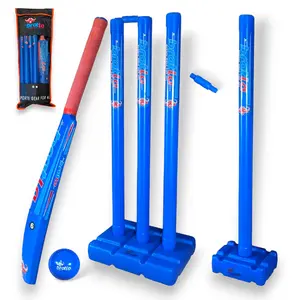 Cricket Plastic Set Blaster Beach Set Bat, Balls, Stumps and Bag Blue