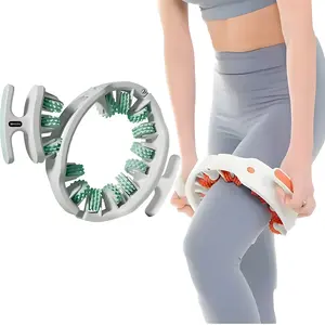 360° Round Ring Leg Massager,Cellulite Manual Push-Pull Roller with 14 Wheels for Thigh Calf Waist Deep Tissue Pain Relief Body Sculpting