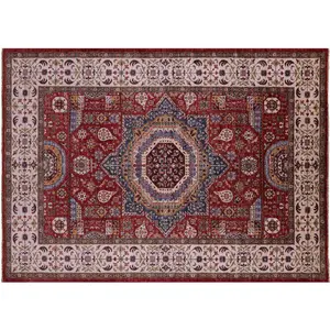 Red 6' 0" X 8' 6" Mamluk Geometric Hand Knotted Wool Rug - Q18306