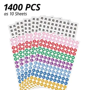 1400pcs Clothing Size Round Sticker Set, Sticker Packs, Sticker Sheets, & Options, Available Sizes XS-Xxxl, Diameter 13mm/0.5 Inch