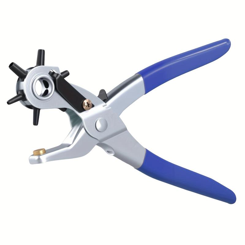 1pc Manual Rotary Belt Punch Perforator - Adjustable Multi-Functional Eye Punch Tool with Ergonomic Red Handles for Sewing, Bag Setting, Watch Belt & Faux Leather Crafting - Belt Punch Hole Tool, Sewing Accessory