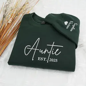 Aunt Embroidered Crewneck, Custom Aunt Sweatshirt, Personalized Gift for Aunt