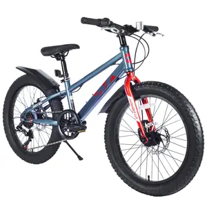 [Bellemave]Kids' Mountain Bike, 7-Speed, Dual Disc Brakes, Ultra-Responsive Stopping, Unisex Design, KENDA Fat Tires for Beach Riding