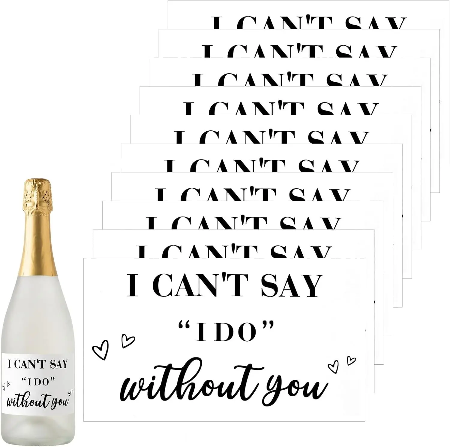 10pcs Bridesmaid Proposal Mini Champagne Labels - Black I Can't Say I Do Without You Bridesmaid Proposal Gifts - Bridesmaid Proposal Stickers for Bridal Shower Bachelorette Party Supplies Decorations