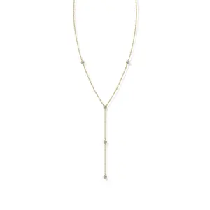Golden Women's Lariat Cubic Zirconia Station Necklace for Women