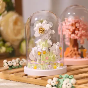 Forever Flower Building Block Toy Bouquet, DIY Planter Model, Desktop Simulation Flower Decor, Creative Gift for Adults, Valentine's Day Gift