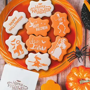Halloween Cookie Coffee Spray Stencils Template Mesh Biscuit Cutter Fondant Cake Mold DIY Halloween Party Decoration Baking Tool
