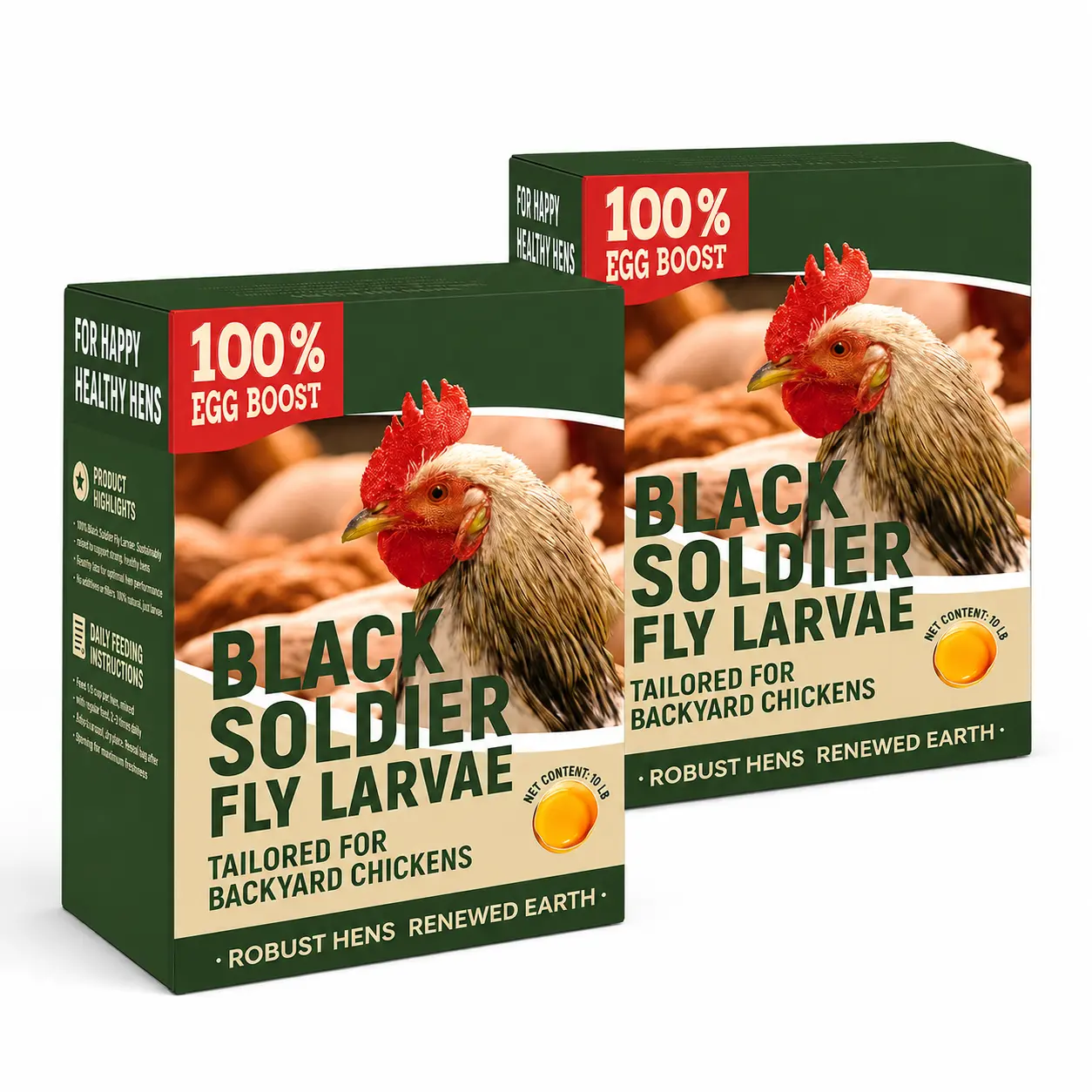20LBS Dried Black Soldier Fly Larvae For Chickens, High Protein Chicken Feed With More Calcium Than Mealworms, Non-Gmo Natural BSF Larvae Treats For Laying Hens, Ducks, Quail, Birds & Reptiles