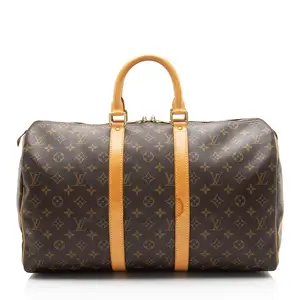 Pre-owned Louis Vuitton Leather Luggage Vintage Monogram Canvas Keepall 45 Duffle
