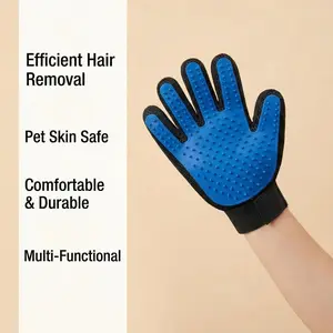 Pet Grooming Glove Set with Storage Case, 2-in-1 Dog Cat Deshedding Glove, Efficient Hair Removal Massage Glove for Dogs Cats, Pet Bathing Brush Glove with Two-Way Bristles bath shedding lice comb